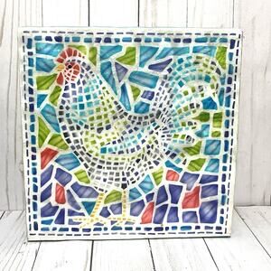 Handmade Capiz Shell Chicken Keepsake Mosiac Decorative Box Made in Philippines